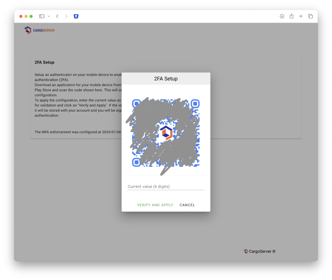2FA Enforced Setup QR Code